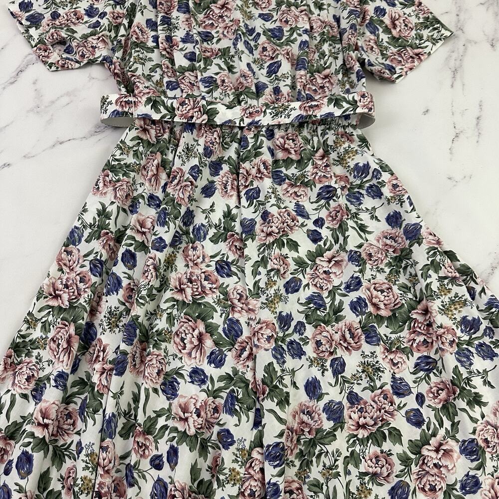 Tracy Richards Womens Vintage 90s Maxi Shirt Dress Size 18 WP Pink Blue Floral - Picture 11 of 12
